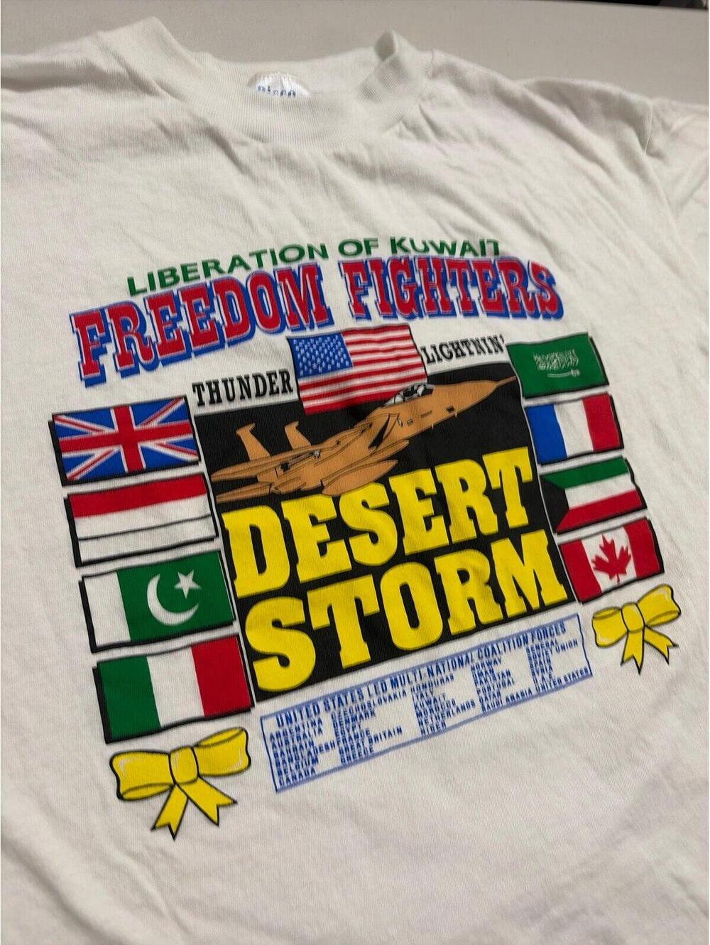 Vintage 1991 Freedom Fighters Operation Desert Storm T-Shirt US Mens Size XL
